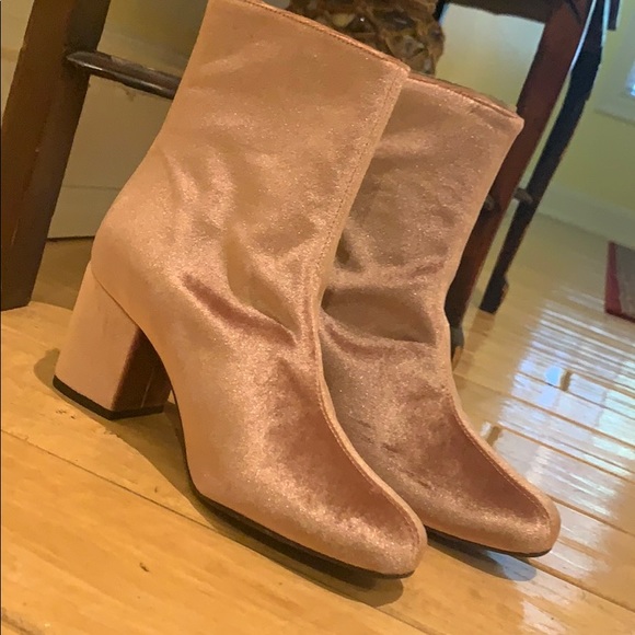 New Free People Cecile Velvet Ankle Boots Pink - Picture 11 of 16